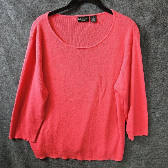 Bay Studio Women's XL Linen Cotton Nylon Pullover Sweater PINK - Picture 1 of 9